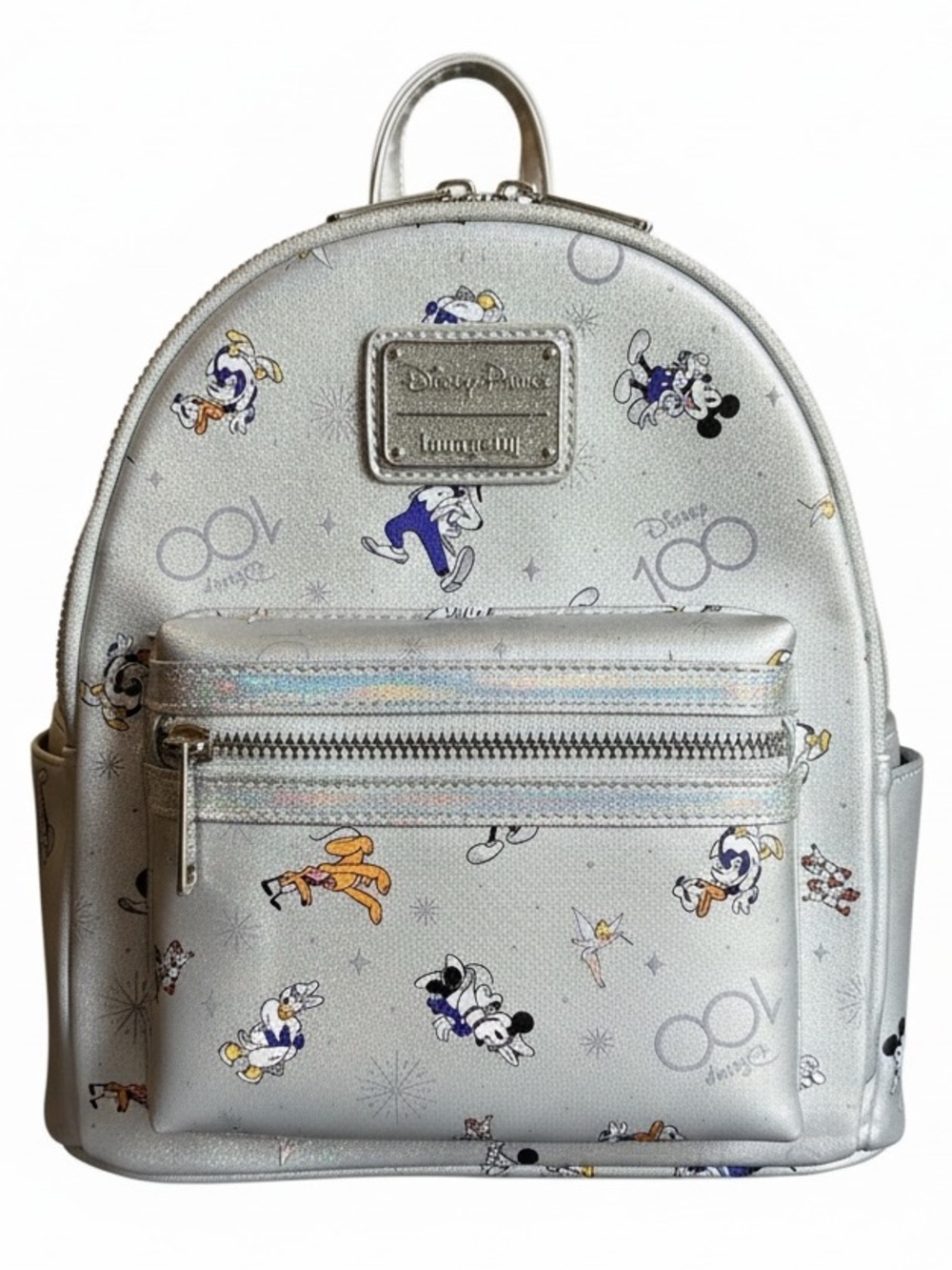 NWT Disney Parks Loungefly 100 commemorative Mini Backpack Silver